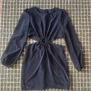 Forever 21 Black Long Sleeve Cut-Out Dress